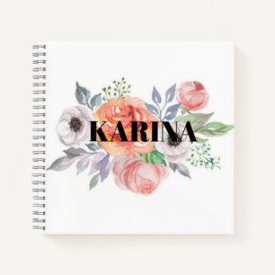 Floral Feminine Watercolor Colourful Pretty  Notebook