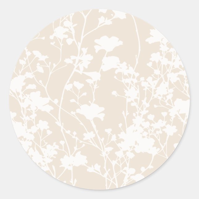 Floral Field (Champagne) Classic Round Sticker (Front)