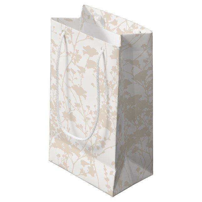 Floral Field (Ivory - Champagne) Small Gift Bag (Front Angled)