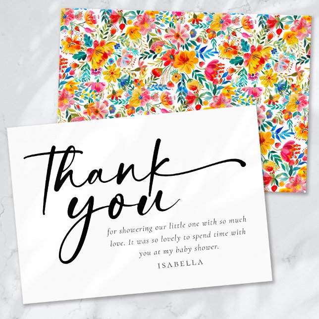 Floral Fiesta Baby Shower Thank You Card (Creator Uploaded)