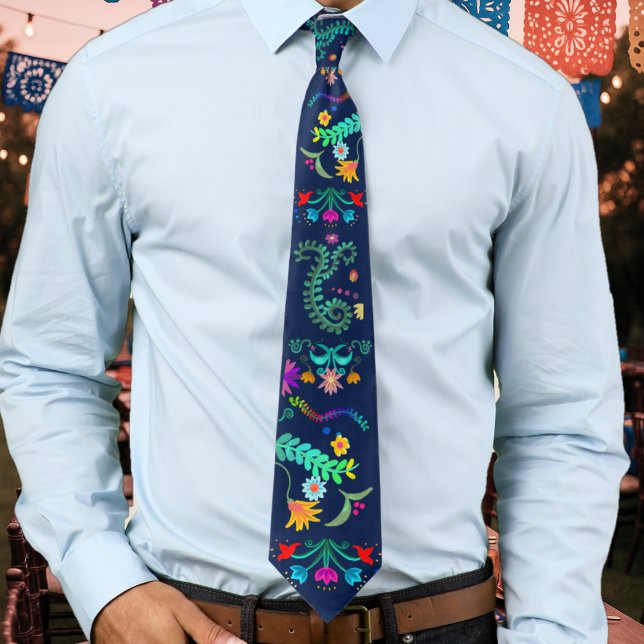 Floral Fiesta Mexican Folk Art Tie (Creator Uploaded)