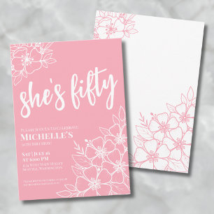 Floral Fifty 50th Birthday Party Invitation