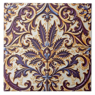 Floral Filigree Ceramic Tile