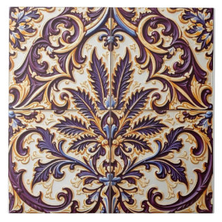 Floral Filigree Ceramic Tile