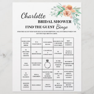 Floral Find The Guest Bridal Shower Bingo Flyer