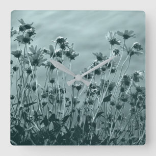 Floral Fine Art Photograph in Monochrome Square Wall Clock