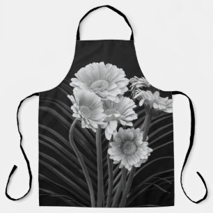 Floral fine art still life detailed monochrome mac apron
