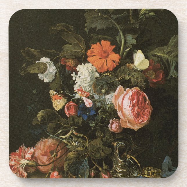 Floral Fine Art with Roses Cork Coasters (Front)
