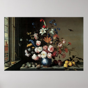 Floral Fine Art with Roses Lillies Poster