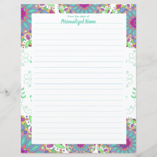 Floral Finesse Lined Paper Sheet