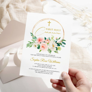 Floral First Holy Communion  Invitation