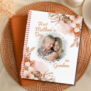 Floral First Mother day as grandma Photo Notebook