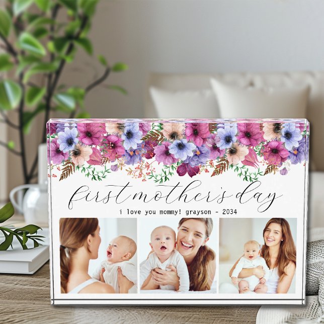 Floral First Mother's Day Three  Photo Block (Creator Uploaded)