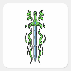 Floral Flame Longsword Fantasy Weapon Art Square Sticker