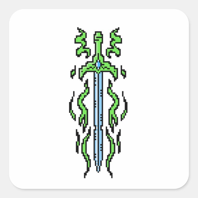 Floral Flame Longsword Fantasy Weapon Art Square Sticker (Front)