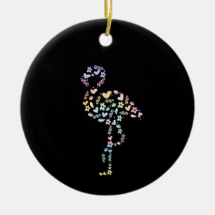 Floral Flamingo Cute Animal Aesthetic Lover Gift Ceramic Ornament
