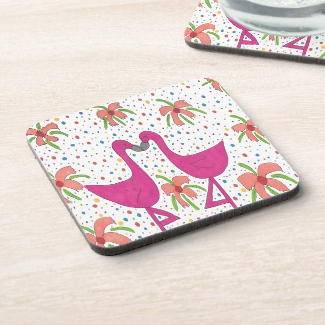 Floral Flamingo Fiesta Coaster (Left Side)