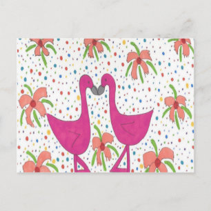 Floral Flamingo Fiesta Postcard