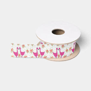 Floral Flamingo Fiesta Satin Ribbon
