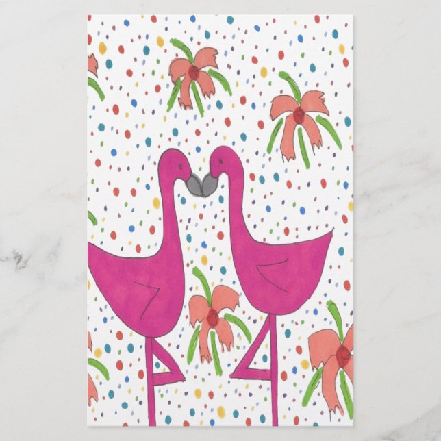 Floral Flamingo Fiesta Stationery (Front)