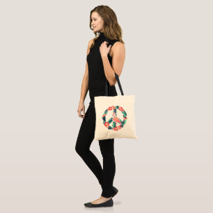 Floral Flamingo Peace Sign Cute Pink Women's Tote  Bag