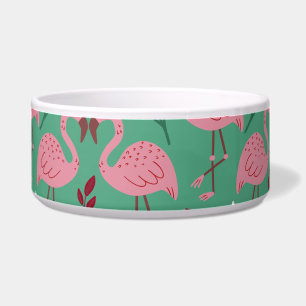 Floral flamingo seamless pattern pink green