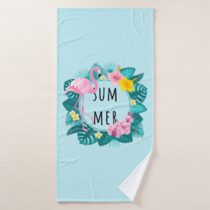 Floral Flamingo Summer Bliss Bath Towel