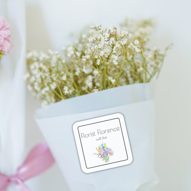 Floral Florist With Love Bouquet  Square Sticker (Creator Uploaded)