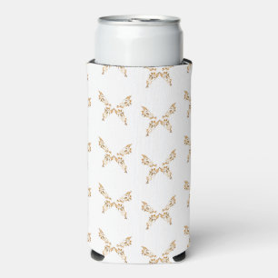 Floral flourish butterflies white seltzer can cooler