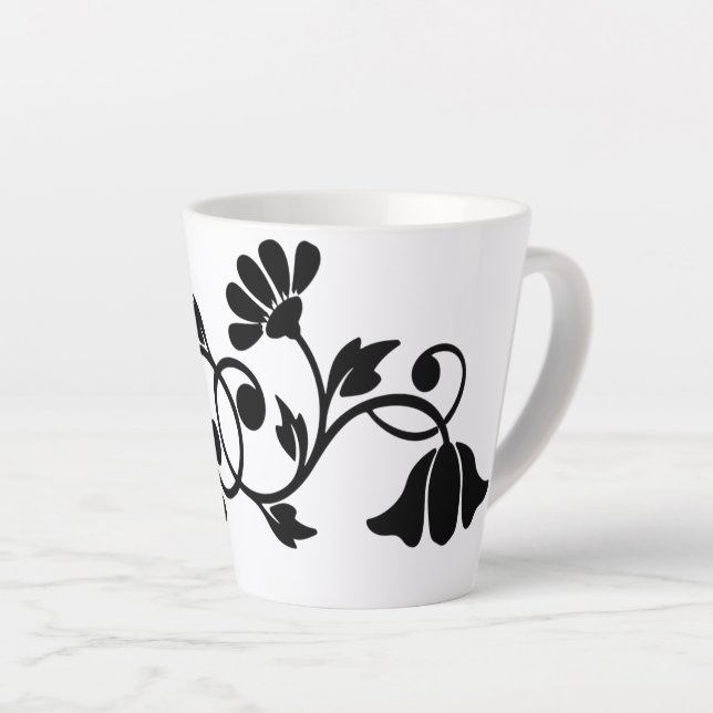 floral-flourish-flowers-motif latte mug (Right Angle)