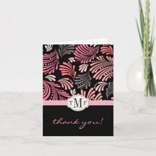 Floral Flourish Monogram Thank You Card