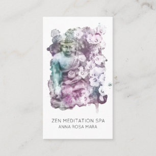 *~* Floral Flower Buddha Meditation . QR Business Card