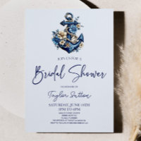 Floral Flower Nautical Blue Anchor Bridal Shower