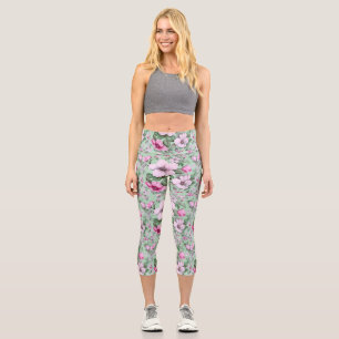 Floral Flower Pastel Colour Garden Nature Lover Capri Leggings