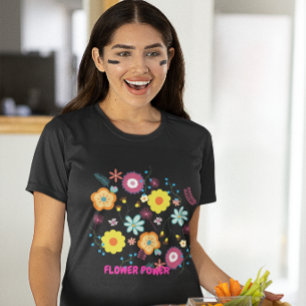 Floral Flower Power Colourful Pink T-Shirt