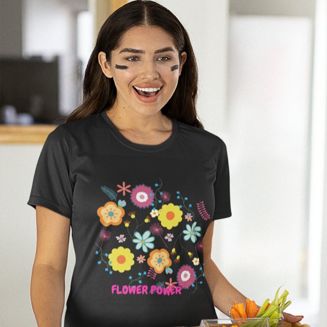 Floral Flower Power Colourful Pink T-Shirt (Creator Uploaded)