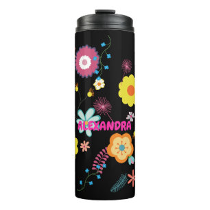 Floral Flower Power Colourful Pink Thermal Tumbler