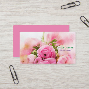 Floral Flower Roses Bouquet Abstract Business Card