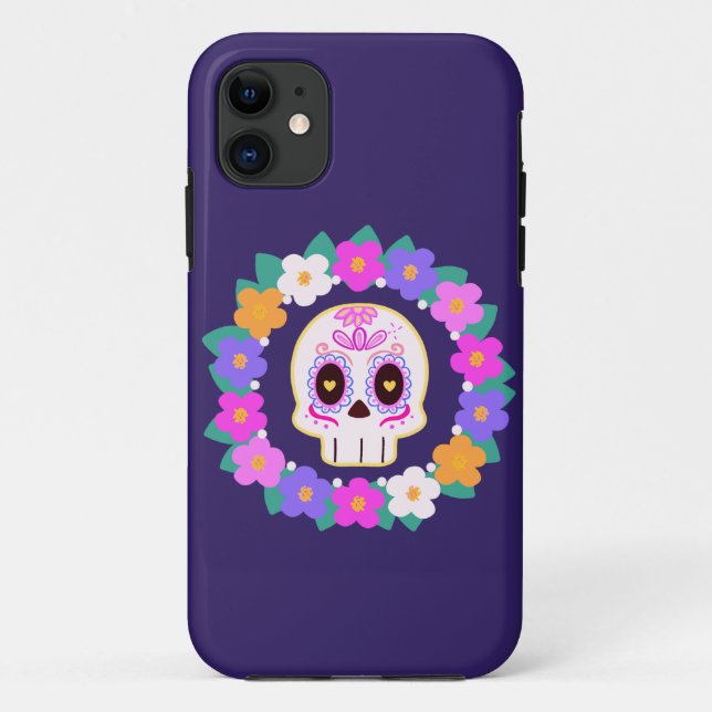 Floral Flower Sugar Skull Case-Mate iPhone Case (Back)