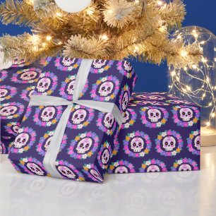 Floral Flower Sugar Skull Wrapping Paper