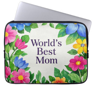 Floral Flower World's Best Mum Laptop Sleeve