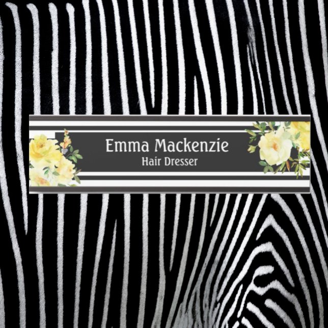 Floral Flowers Black and White Office Door Sign (Creator Uploaded)