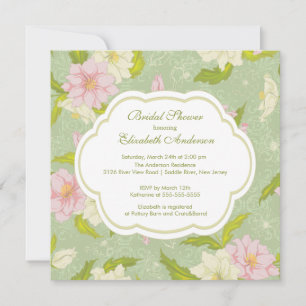 Floral Flowers Bridal Shower Invitation Pink