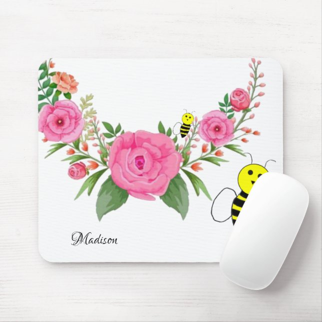 Floral Flowers Bumblebee  Mouse Pad! Pad (With Mouse)