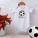 Floral Flowers Football Soccer Baby Girl Bodysuits<br><div class="desc">Introducing our "Floral Flowers Football Soccer Baby Girl Bodysuits" – a perfect blend of sporty and stylish for your little soccer princess! This charming bodysuit features a delightful soccer ball design adorned with an enchanting circle of blooming flowers, adding a touch of elegance to her sporty outfit. But that's not...</div>