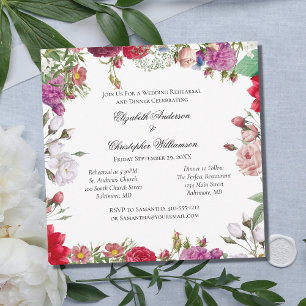 Floral Flowers Formal Wedding Rehearsal  Invitation