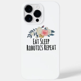 Floral Flowers Funny Eat Sleep Robotics Repeat Case-Mate iPhone 14 Pro Max Case