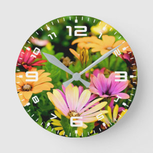Floral Flowers Nature Scenery Round Clock