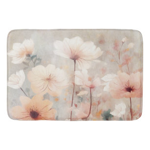 Floral Flowers Orange Beige Peach Design 328 Bath Mat