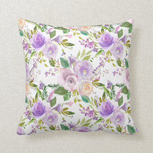 *~* Floral Flowers Pattern Print Lavender Cushion